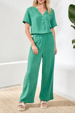Tribal Fashions Flowy Linen Wide Leg Ankle Pant - Grass