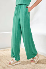 Tribal Fashions Flowy Linen Wide Leg Ankle Pant - Grass