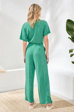 Tribal Fashions Flowy Linen Wide Leg Ankle Pant - Grass