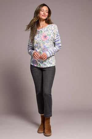 Tribal Fashions Crew Neck Long Sleeve Combo Print - Cherry Pink