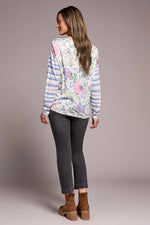 Tribal Fashions Crew Neck Long Sleeve Combo Print - Cherry Pink