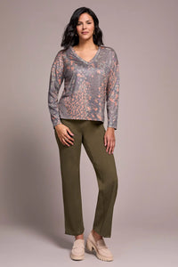 Tribal Fashions V-Neck Print Long Sleeve with Side Slits