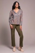 Tribal Fashions V-Neck Print Long Sleeve with Side Slits