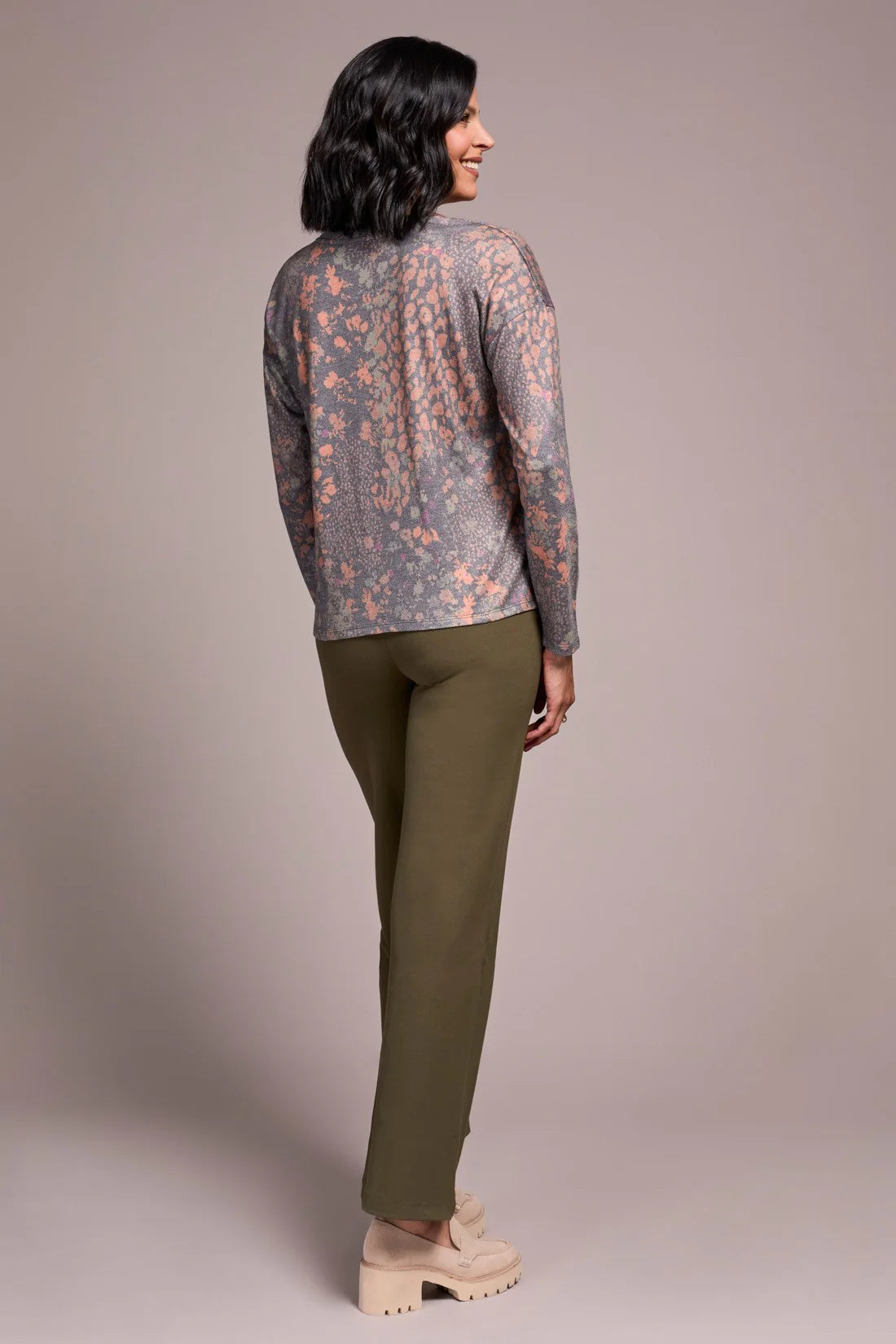Tribal Fashions V-Neck Print Long Sleeve with Side Slits