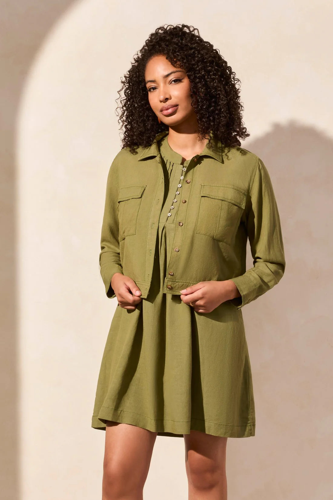 Tribal Fashions Linen Blend Button Front Jacket with Chest Pockets