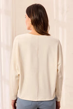 Tribal Fashions Ottoman Stretch Dolman V-Neck Light Knit Sweater - Antique White