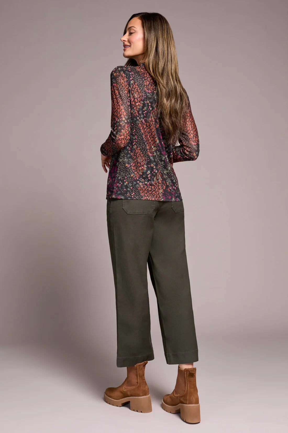 Tribal Fashions Mesh Turtleneck Top with Lining