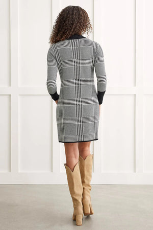 Tribal Fashions Houndstooth Mock Neck Sweater Dress with Front Pocket