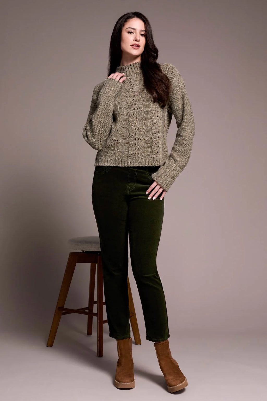 Tribal Fashions Multi Speckle Sweater with Puff Sleeve