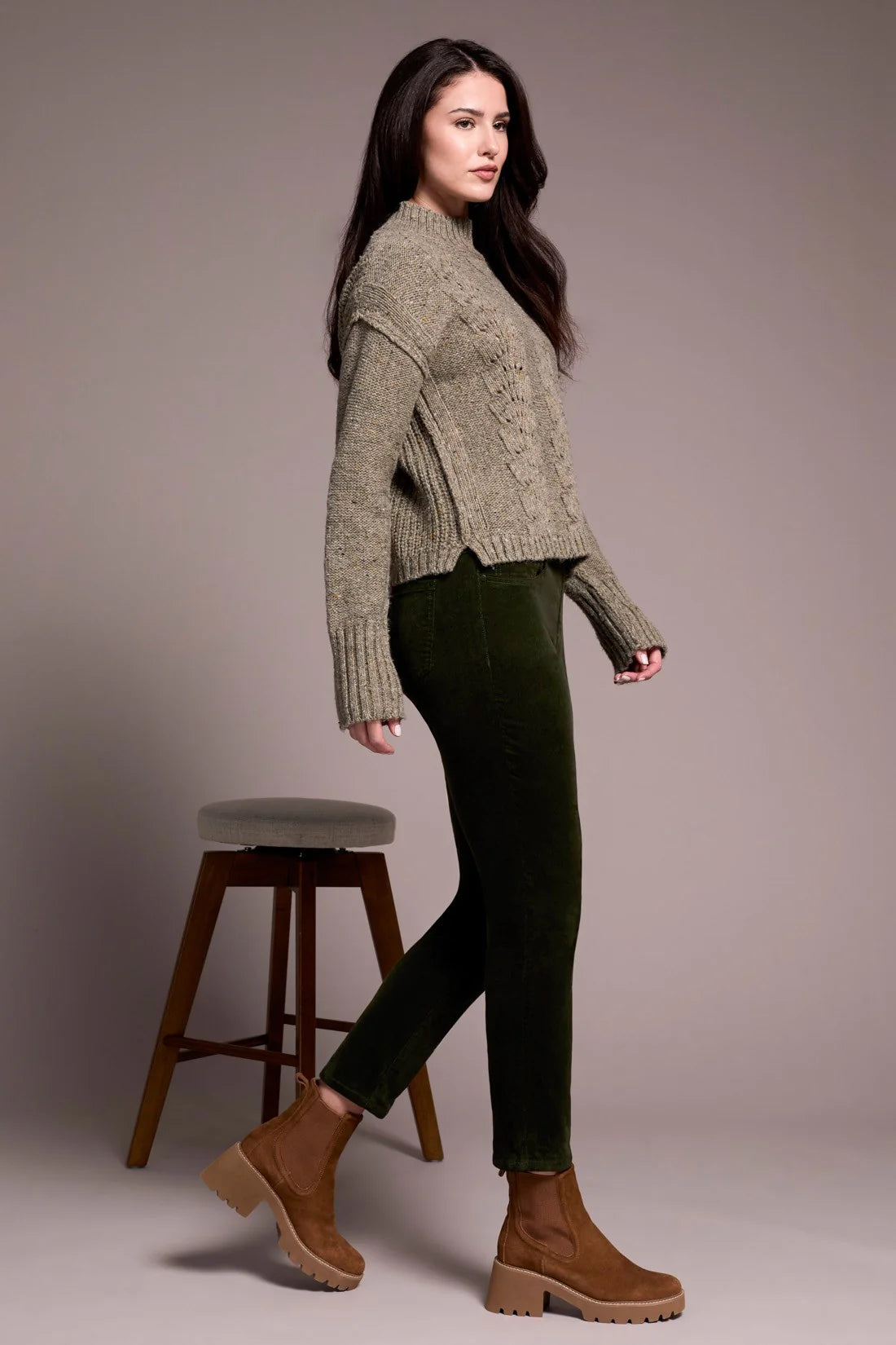 Tribal Fashions Multi Speckle Sweater with Puff Sleeve