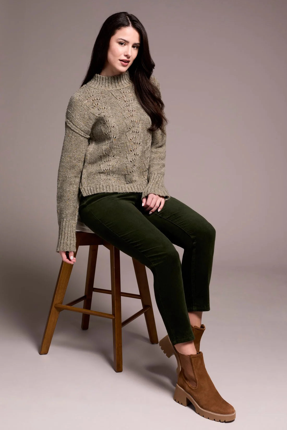 Tribal Fashions Multi Speckle Sweater with Puff Sleeve