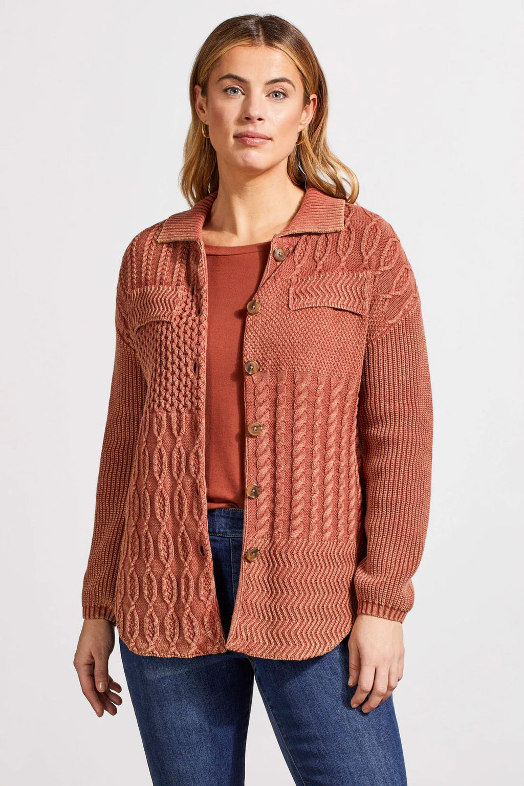 Tribal Fashion Cotton Cable Knit Patchwork Sweater