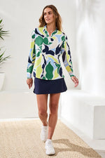 Tribal Sport UPF 50+ Mock Neck Quarter Zip - Floral Lime