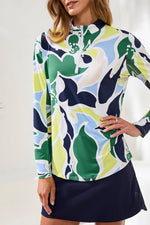 Tribal Sport UPF 50+ Mock Neck Quarter Zip - Floral Lime