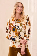 Tribal Fashion Printed Cable Cotton Crew Neck Sweater - Stellar