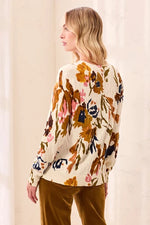 Tribal Fashion Printed Cable Cotton Crew Neck Sweater - Stellar