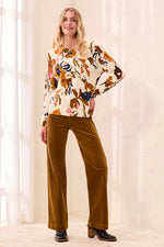 Tribal Fashion Printed Cable Cotton Crew Neck Sweater - Stellar