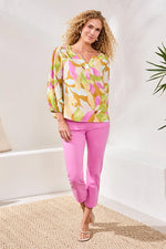 Tribal Fashions Printed Challis Smocked Yoke Blouse - Wisteria