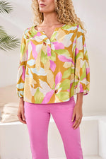 Tribal Fashions Printed Challis Smocked Yoke Blouse - Wisteria