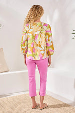 Tribal Fashions Printed Challis Smocked Yoke Blouse - Wisteria
