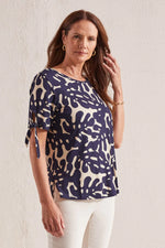 Tribal Fashions Crew Neck Blouse with Short Sleeve Ties