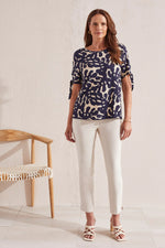 Tribal Fashions Crew Neck Blouse with Short Sleeve Ties