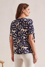 Tribal Fashions Crew Neck Blouse with Short Sleeve Ties