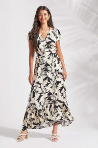 Tribal Fashions XIX Palms Short Sleeve Wrap Maxi Dress