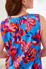 Tribal Fashions Notch Neck Frill Detail Printed Blouse - Turkish Sea