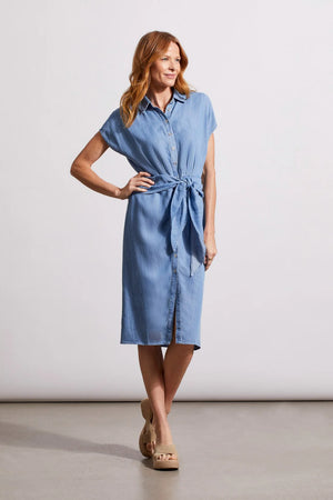 Tribal Fashions Tencel Denim Shirt Dress with Front Tie