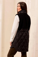 Tribal Fashion Mix Media Sleeveless Quilted Sherpa Vest - Black