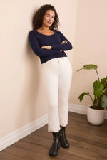 Tribal Fashion Sophia Curvy Micro Flare Crop Jean - Eggshell