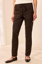 Tribal Fashion Soft Ponte Elastic Waist Pull-On Pants - Leopard
