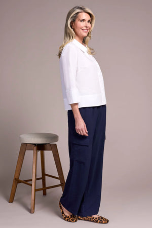 Tribal Fashions Soft Poplin 3/4 Sleeve Button-Front Shirt