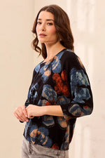 Tribal Fashion Three-Quarter Sleeve Crewneck Sweater - Maple