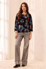 Tribal Fashion Three-Quarter Sleeve Crewneck Sweater - Maple
