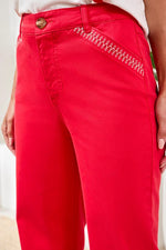 Tribal Jeans Ankle Pant with Embroidered Pockets - Sangria