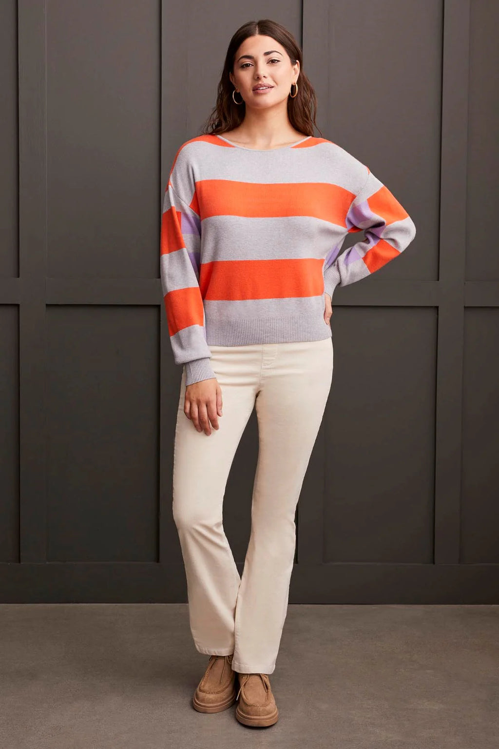 Tribal Fashion Striped Boat Neck Sweater