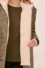 Tribal Fashion Tailored Herringbone Car Coat with Removable Fooler Hoodie