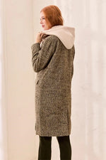 Tribal Fashion Tailored Herringbone Car Coat with Removable Fooler Hoodie