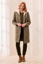 Tribal Fashion Tailored Herringbone Car Coat with Removable Fooler Hoodie