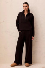 Tribal TECHNO LUX Knit Pull-On Wide Leg Joggers - Black