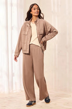 Tribal TECHNO LUX Knit Pull-On Wide Leg Joggers - Fossil
