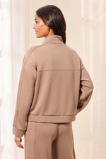 Tribal TECHNO LUX Mock Neck Zip Front Jacket - Fossil