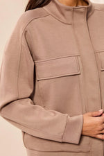 Tribal TECHNO LUX Mock Neck Zip Front Jacket - Fossil