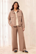 Tribal Fashions TECHNO LUX Mock Neck Zip Front Jacket - Fossil