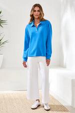 Tribal Sport Techno Lux Scuba Johnny Collar Top - Royal