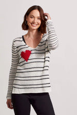 Tribal Fashions Knit V-Neck Sweater with Heart Feature