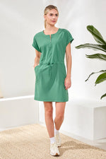 Tribal Sport Zip Dress with Drawcord - Greenery