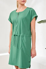 Tribal Sport Zip Dress with Drawcord - Greenery